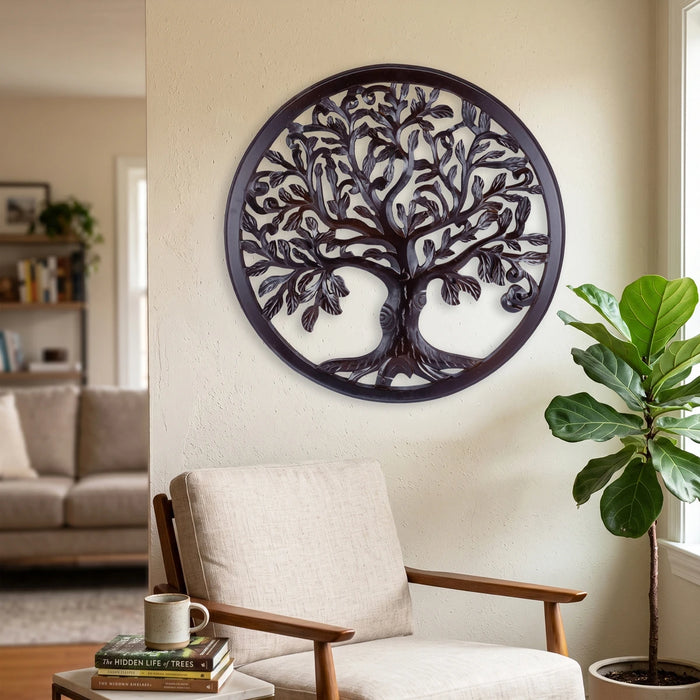 Tree Wall Panel - 22 Inches | Round Wooden Wall Hanging / Decorative Wall Art for Living Room & Interior Decor