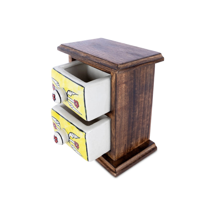 Almirah with 2 Drawer - 7 x 6 Inches | Mini Wooden Box/ Storage Box for Home