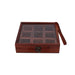 Spice Box - 2 x 8 Inches | Wooden Box/ Masala Dabba with Spoon/ Glass Storage Box for Home - Kitchen