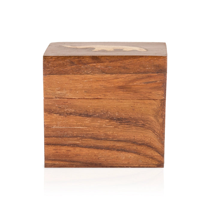 Elephant Inlaid Design Jewel Box - 1.75 x 1.5 Inches | Wooden box / Storage Box for Home
