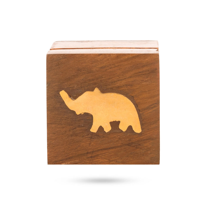 Elephant Inlaid Design Jewel Box - 1.75 x 1.5 Inches | Wooden box / Storage Box for Home