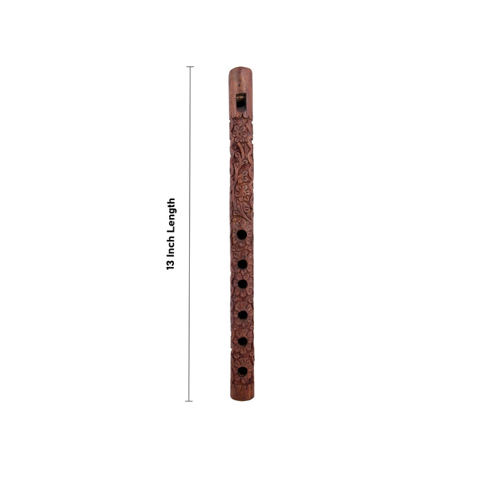 Krishna Flute - 13 Inches | Bansuri Flute/ Flute Instrument/ Wooden Carved Flute for Deity/ 80 Gms Approx