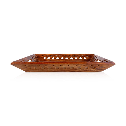 Fruit Tray - 1.5 x 12.5 Inches | Jali work Design Serving Tray / Table Tray / Wood Tray for Home - Pooja Plate & Tray