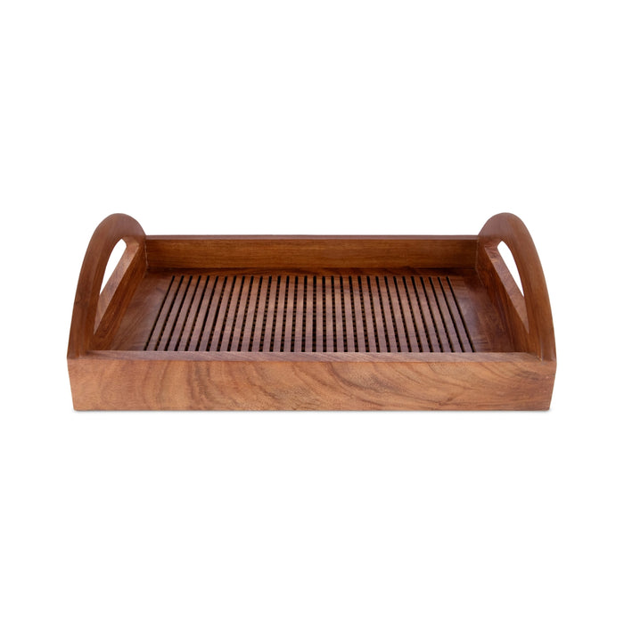 Wooden Tray with Handle - 3.5 x 12 Inches | Jali work Design Serving Tray / Table Tray / Wood Tray for Home