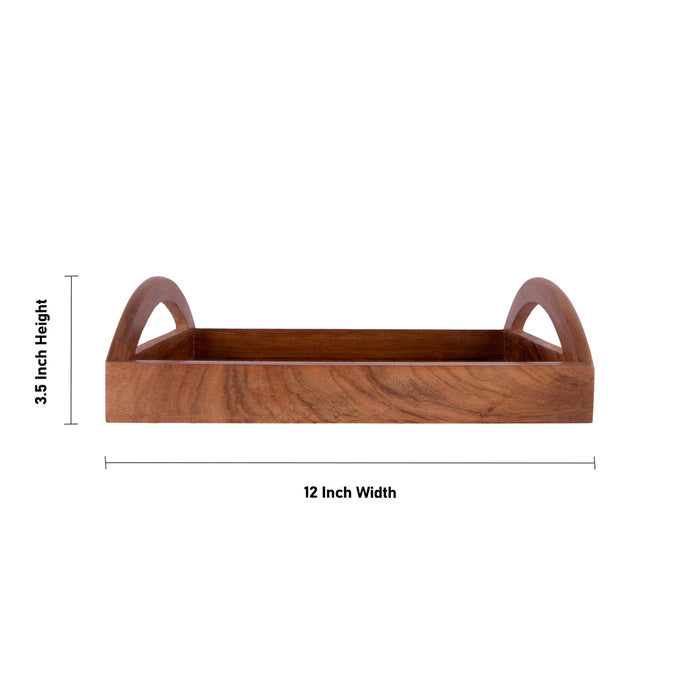 Wooden Tray with Handle - 3.5 x 12 Inches | Jali work Design Serving Tray / Table Tray / Wood Tray for Home