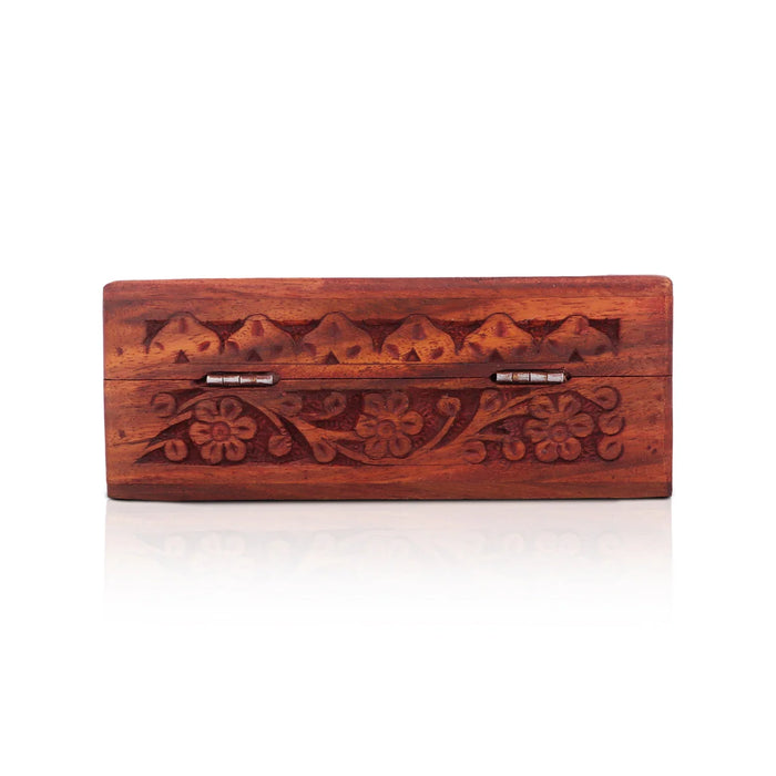 Wooden Box - 2 x 6 Inches | Wooden Jewellery Box/ Brass Work Wooden Storage Box for Women