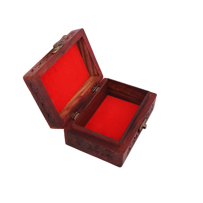 Wooden Box - 2 x 6 Inches | Wooden Jewellery Box/ Brass Work Wooden Storage Box for Women