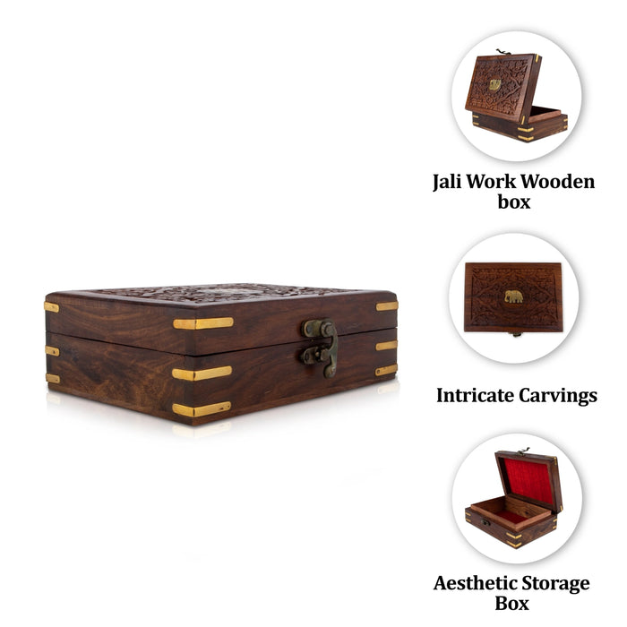 Storage Box - 2.5 x 7 x 5 Inches | Handcrafted Wooden Jewelry Box/ Wooden Box for Women - Handicraft Items