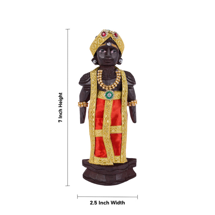Marapachi Bommai Pair - 7 X 2.5 Inches | Wooden Statue/ Kolu Bommai/ Decorated Marapachi Doll For Golu Display - Marapachi Bommai