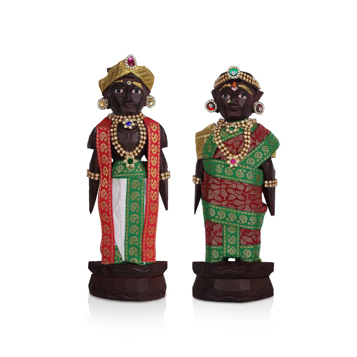 Marapachi Bommai - 8 x 3 Inch | Marapachi Doll/ Kolu Bommai/ Decorative Doll/ Wood Sculpture for Home - Marapachi Bommai