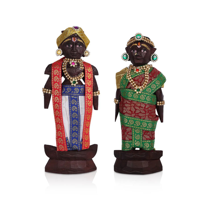 Marapachi Bommai - 8 x 3 Inch | Marapachi Doll/ Kolu Bommai/ Decorative Doll/ Wood Sculpture for Home - Marapachi Bommai