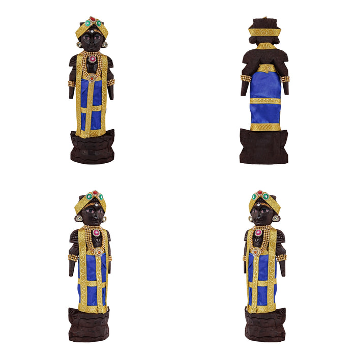 Marapachi Bommai With Alankaram Pair - 11 x 3 Inches | Wood Sculpture/ Marapachi Doll/ Kolu Bommai for Navaratri - Marapachi Bommai