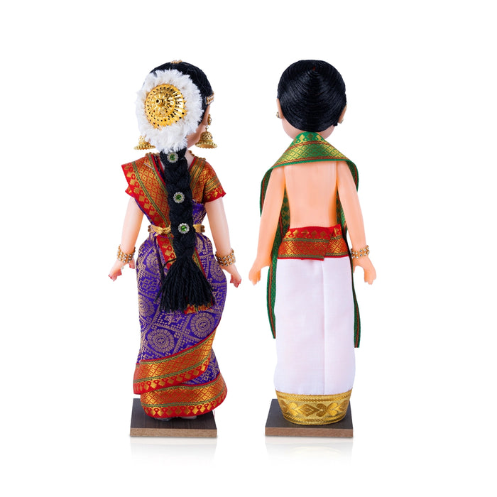 Bride and Groom Plastic Golu Bommai - 12 x 4 Inches | Giri Golu Doll/ Navaratri Golu Bomma/ Dasara Doll