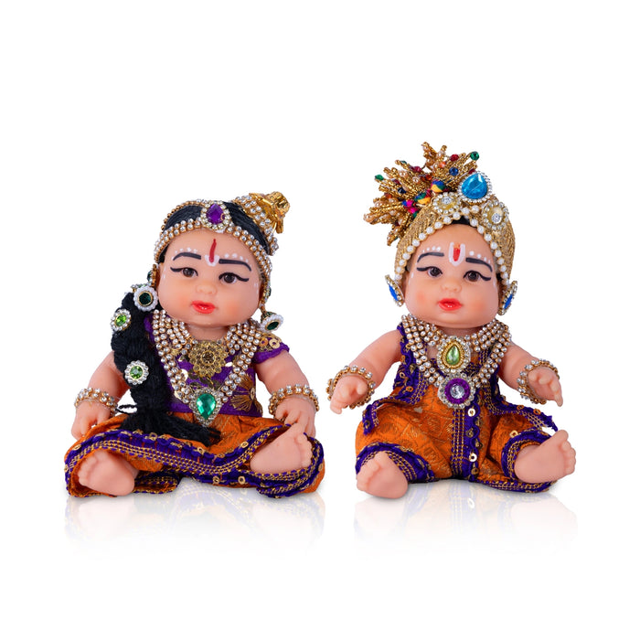 Radha Krishna Plastic Golu Bommai - 5 x 3 Inches | Giri Golu Doll/ Navaratri Golu Bomma/ Gombe/ Bommai