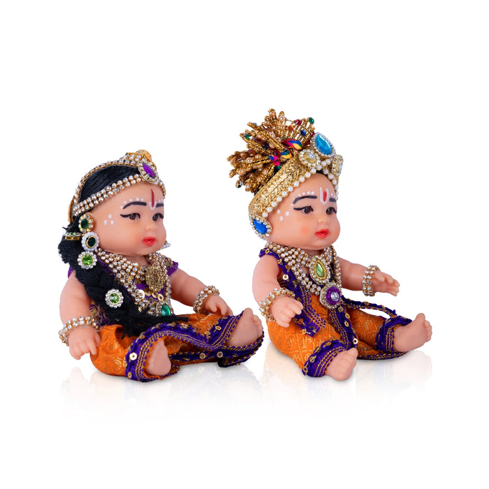 Radha Krishna Plastic Golu Bommai - 5 x 3 Inches | Giri Golu Doll/ Navaratri Golu Bomma/ Gombe/ Bommai
