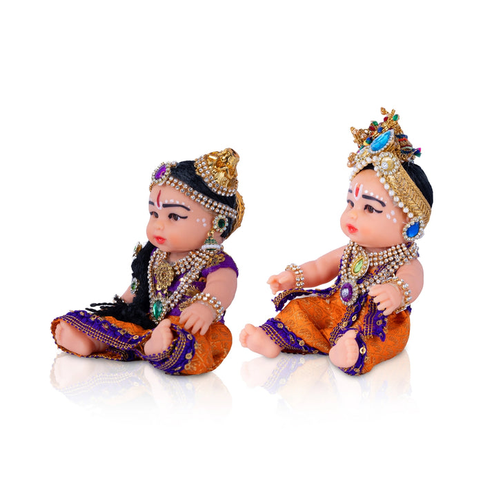 Radha Krishna Plastic Golu Bommai - 5 x 3 Inches | Giri Golu Doll/ Navaratri Golu Bomma/ Gombe/ Bommai