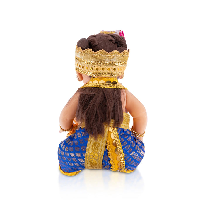 Decorated Krishna Murti With Pot - 12 X 6 Inches | Plastic Krishna Idol/ Gopal Murti For Janmashtami & Pooja - Plastic Bommai