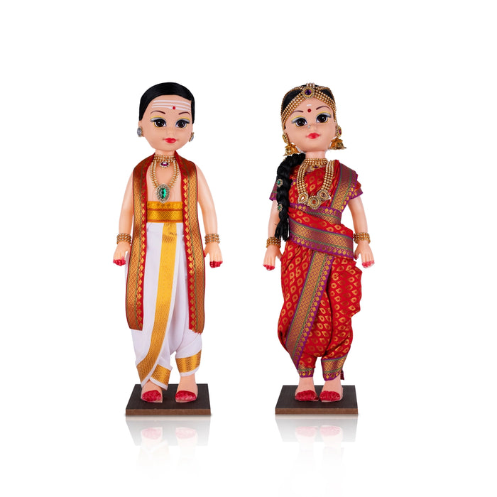 Young Couple Plastic Golu Bommai Pair - 16 x 6 Inches | Giri Golu Doll/ Navaratri Golu Bomma/ Gombe/ Bommai - Plastic Bommai