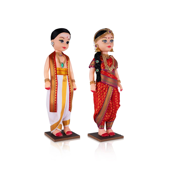 Young Couple Plastic Golu Bommai Pair - 16 x 6 Inches | Giri Golu Doll/ Navaratri Golu Bomma/ Gombe/ Bommai - Plastic Bommai