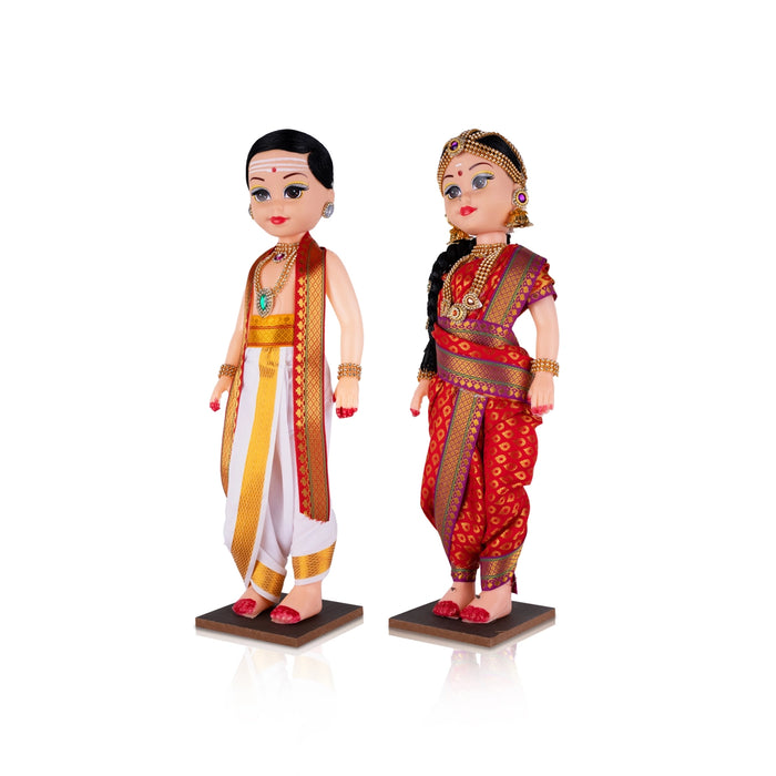 Young Couple Plastic Golu Bommai Pair - 16 x 6 Inches | Giri Golu Doll/ Navaratri Golu Bomma/ Gombe/ Bommai - Plastic Bommai