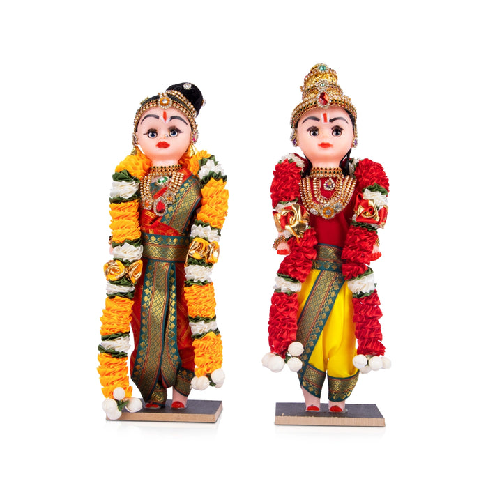 Mama Mami Standing Plastic Golu Bommai Pair - 12 x 4 Inches | Giri Golu Doll/ Navaratri Kolu Bommai/ Gombe