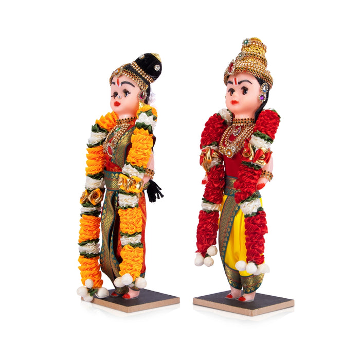 Mama Mami Standing Plastic Golu Bommai Pair - 12 x 4 Inches | Giri Golu Doll/ Navaratri Kolu Bommai/ Gombe