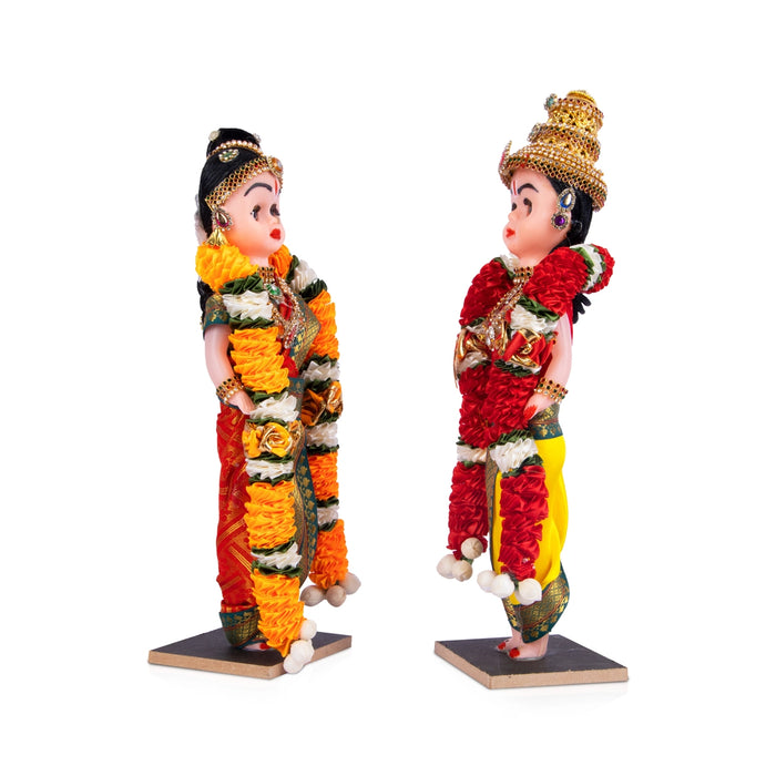 Mama Mami Standing Plastic Golu Bommai Pair - 12 x 4 Inches | Giri Golu Doll/ Navaratri Kolu Bommai/ Gombe