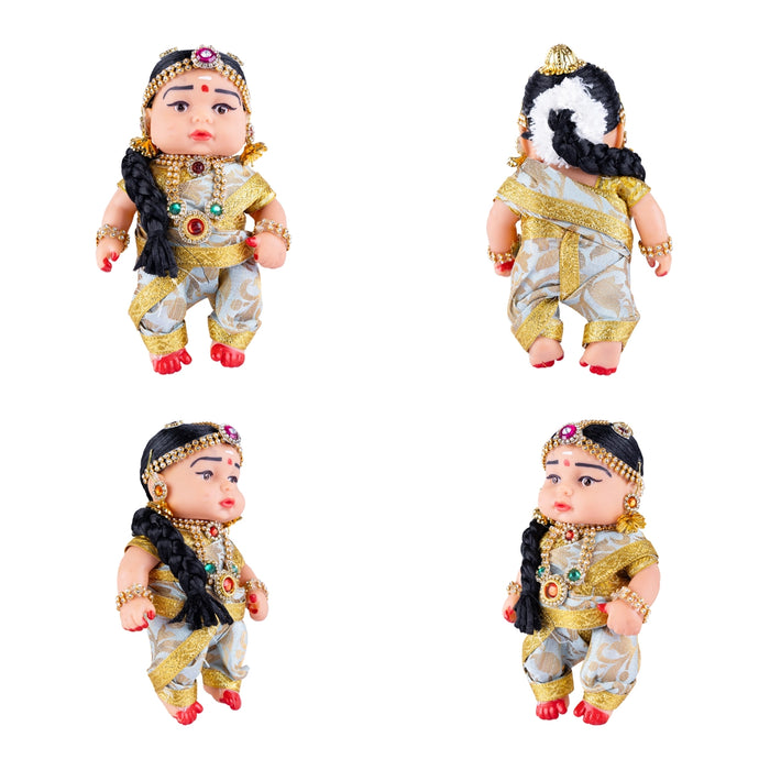 Young Couple Plastic Golu Bommai Pair - 8 x 4.5 Inches | Giri Golu Doll/ Navaratri Golu Bomma/ Gombe/ Bommai - Plastic Bommai