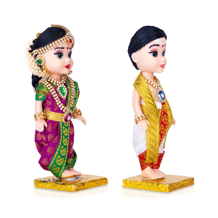 Mama Maami Plastic Golu Bommai Pair - 6 x 2 inches | Giri Golu Doll/ Navaratri Kolu Bomma/ Gombe/ Dasara Doll