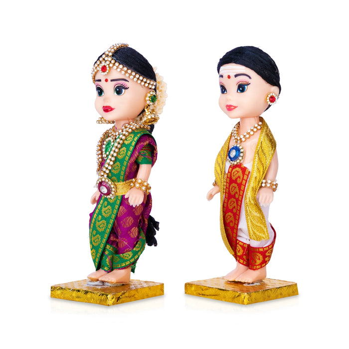 Mama Maami Plastic Golu Bommai Pair - 6 x 2 inches | Giri Golu Doll/ Navaratri Kolu Bomma/ Gombe/ Dasara Doll