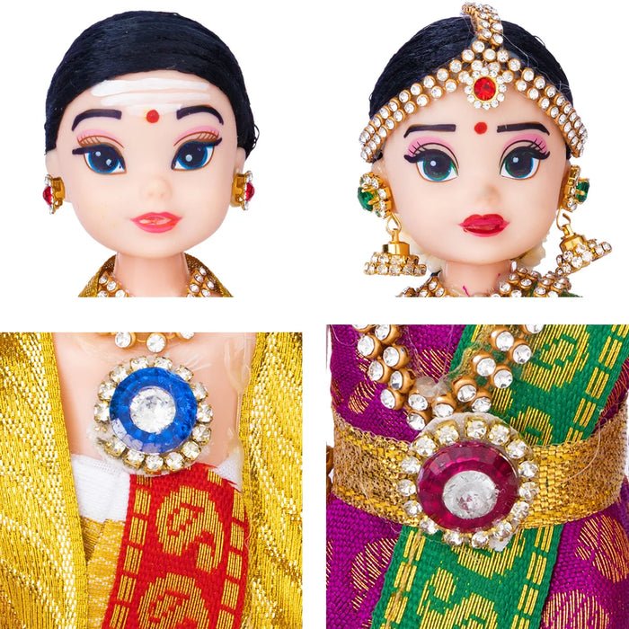 Mama Maami Plastic Golu Bommai Pair - 6 x 2 inches | Giri Golu Doll/ Navaratri Kolu Bomma/ Gombe/ Dasara Doll