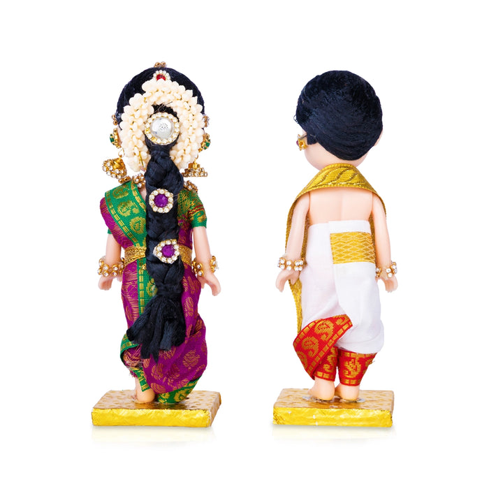 Mama Maami Plastic Golu Bommai Pair - 6 x 2 inches | Giri Golu Doll/ Navaratri Kolu Bomma/ Gombe/ Dasara Doll