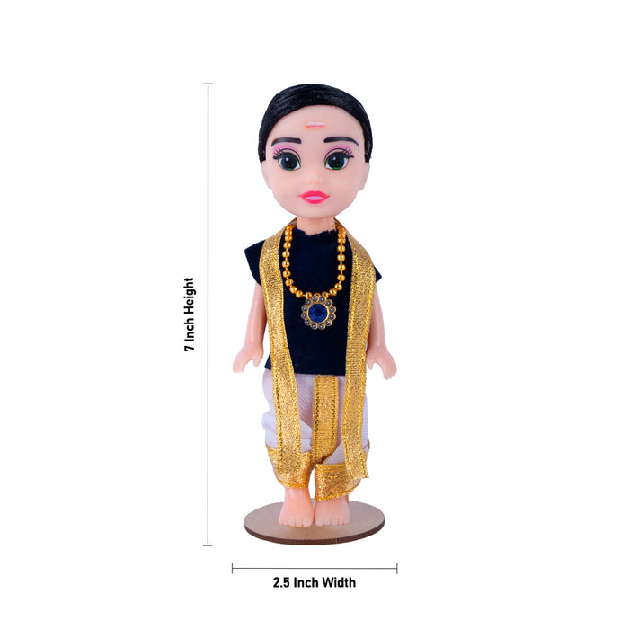 Bride and Groom Plastic Golu Bommai - 7 x 2.5 Inches | Giri Golu Doll/ Navaratri Golu Bomma/ Gombe