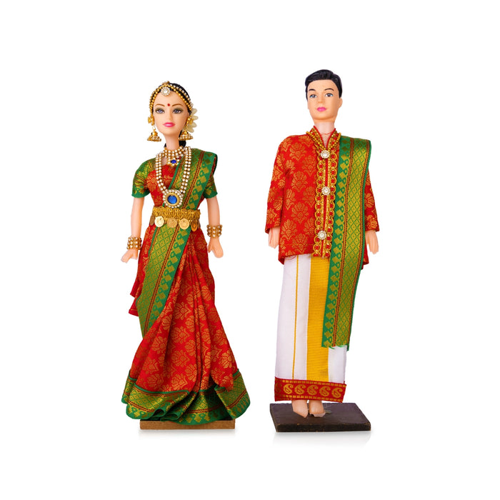 Reception Couple Barbie Doll Pair - 12 x 3 Inches | Giri Golu Doll/ Navratri Kolu Bommai/ Gombe/ Dasara Doll