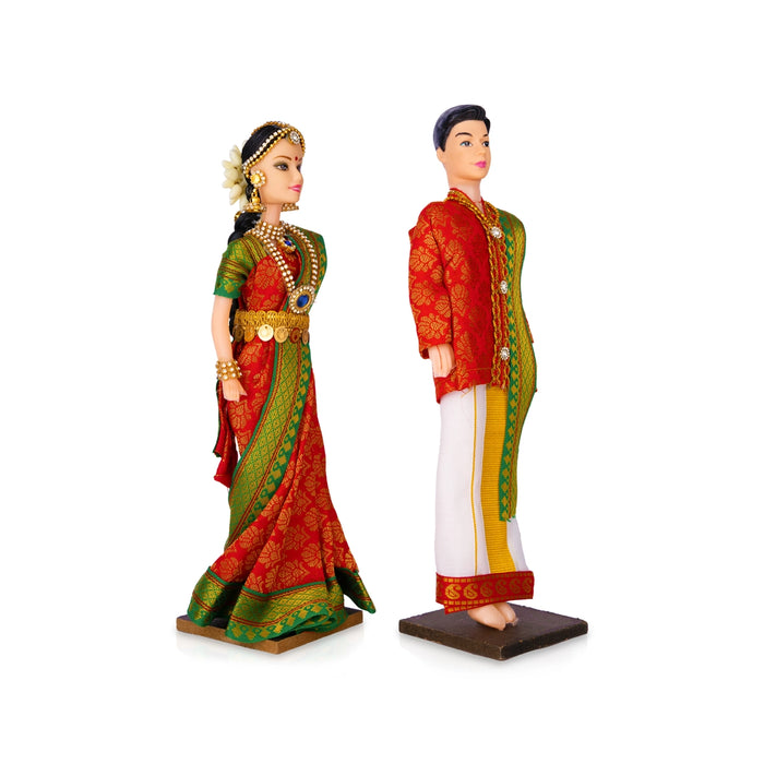 Reception Couple Barbie Doll Pair - 12 x 3 Inches | Giri Golu Doll/ Navratri Kolu Bommai/ Gombe/ Dasara Doll