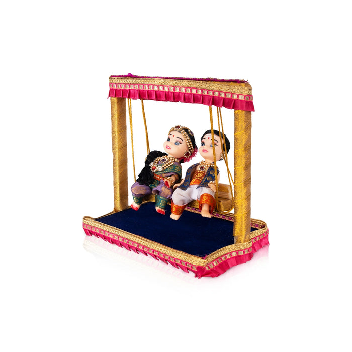 Young Couple Oonjal Plastic Golu Bommai - 8.5 x 9 Inches | Giri Golu Doll/ Navaratri Golu Bomma/Gombe/Bommai