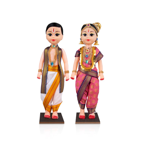 Iyengar Young Couple Cloth Golu Bommai Pair- 16 x 5.5 Inches | Giri Golu Doll/Navaratri Golu Bomma/Gombe/Bommai - Cloth Kolu Bommai