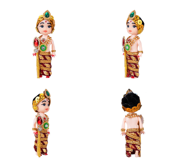 Baby Murugan Statue With Vel - 4.5 x 1.5 Inches | Plastic Kartikeya Statue/ Multicolour Stone Murugan Silai for Pooja - Plastic Bommai