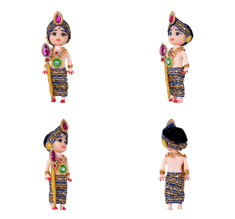 Baby Murugan Statue With Vel - 4.5 x 1.5 Inches | Plastic Kartikeya Statue/ Multicolour Stone Murugan Silai for Pooja - Plastic Bommai