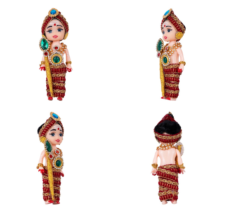 Baby Murugan Statue With Vel - 4.5 x 1.5 Inches | Plastic Kartikeya Statue/ Multicolour Stone Murugan Silai for Pooja - Plastic Bommai