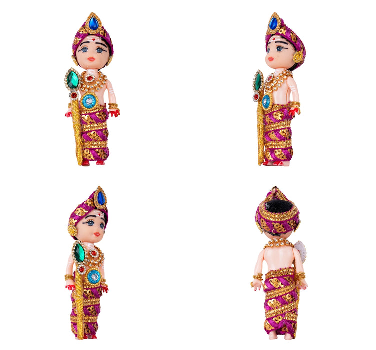 Baby Murugan Statue With Vel - 4.5 x 1.5 Inches | Plastic Kartikeya Statue/ Multicolour Stone Murugan Silai for Pooja - Plastic Bommai