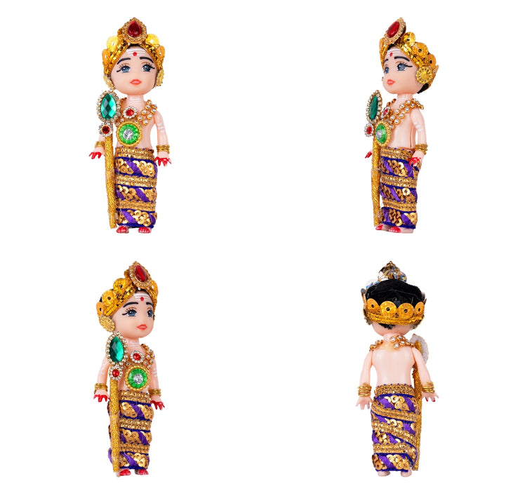 Baby Murugan Statue With Vel - 4.5 x 1.5 Inches | Plastic Kartikeya Statue/ Multicolour Stone Murugan Silai for Pooja - Plastic Bommai