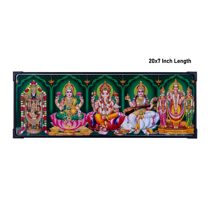Photo Frame - 20 x 7 Inches | Five Gods Design Picture Frame for Wall Decor - Hindu God Photos & Frames