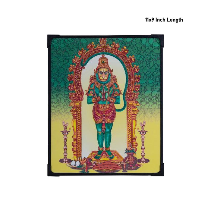 Hanuman Design Laminated Photo Frame - 11 x 9 Inches | Standing Anjaneya Laminated Picture Frame for Home Decor - Hindu God Photos & Frames