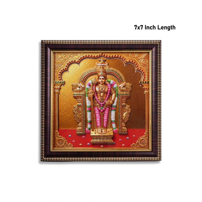 Tiruchendur Murugar Picture Frame - 7 x 7 Inches | 3D Embossed Painting Frame/ Lord Kathirvelan Wall Frame