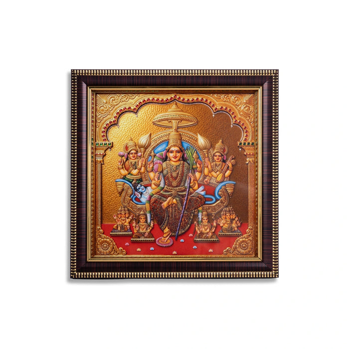 Lalita Parameshwari Photo Frame - 7 x 7 Inches | 3D Embossed Painting Frame/ Lalita Tripura Sundari Wall Frame
