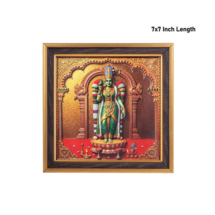 Meenakshi Amman Picture Frame - 7 x 7 Inches | 3D Embossed Painting Wall Frame/ Madurai Meenakshi Photo Frame