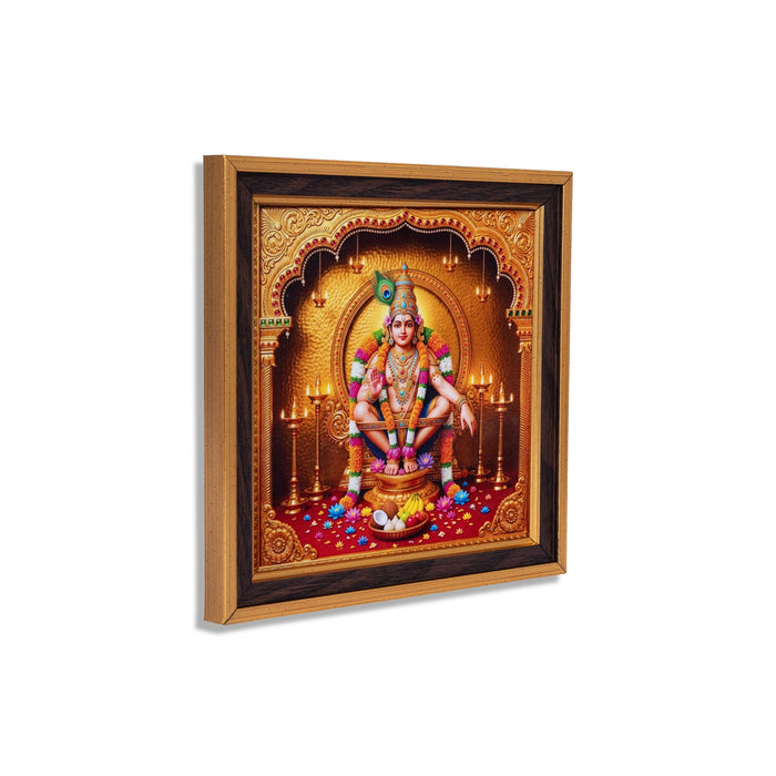 Lord Ayyappa Photo Frame - 7 x 7 Inches | 3D Embossed Painting Frame/ Iyyappan Wall Frame for Pooja Room