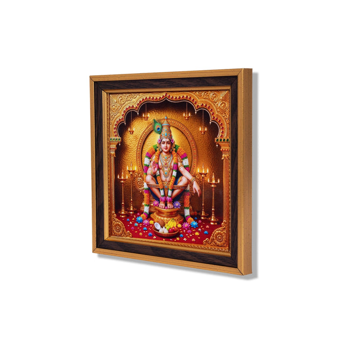 Lord Ayyappa Photo Frame - 7 x 7 Inches | 3D Embossed Painting Frame/ Iyyappan Wall Frame for Pooja Room