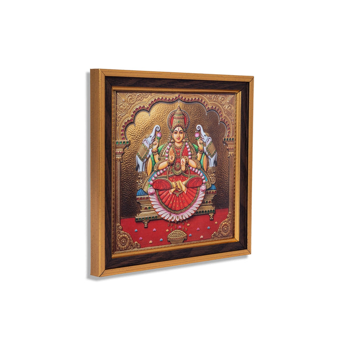 Gaja Lakshmi Wall Frame - 7 x 7 Inches | 3D Embossed Painting Frame/ Goddess Lakshmi Photo Frame for Pooja Space